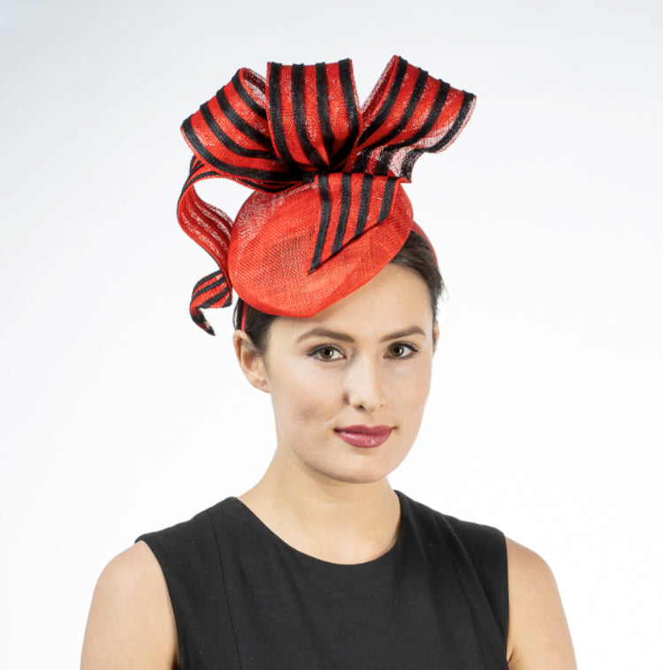 striped bow ~ red / black