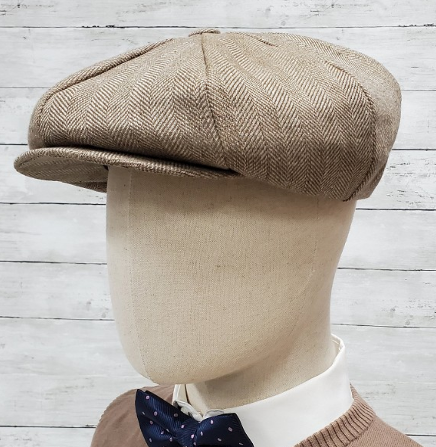 brown herringbone linen ba