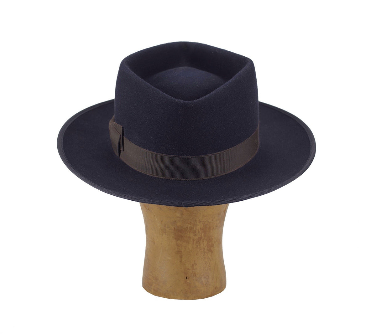 teardrop fedora crown with bound edge brim