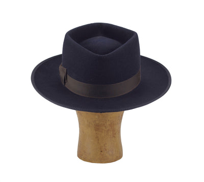 teardrop fedora crown with bound edge brim