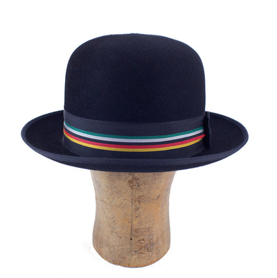 hatWRKS original with derby/bowler crown and vintage grosgrain ribbon hatband