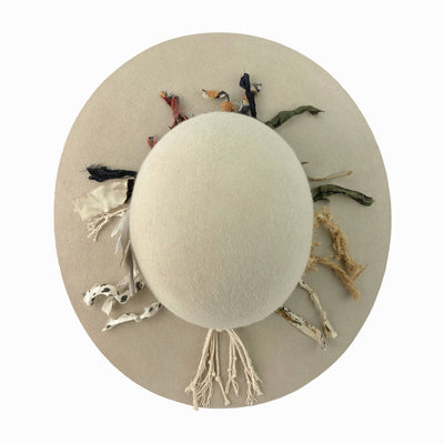 open crow and cut brim with custom woven hatband with bead accents