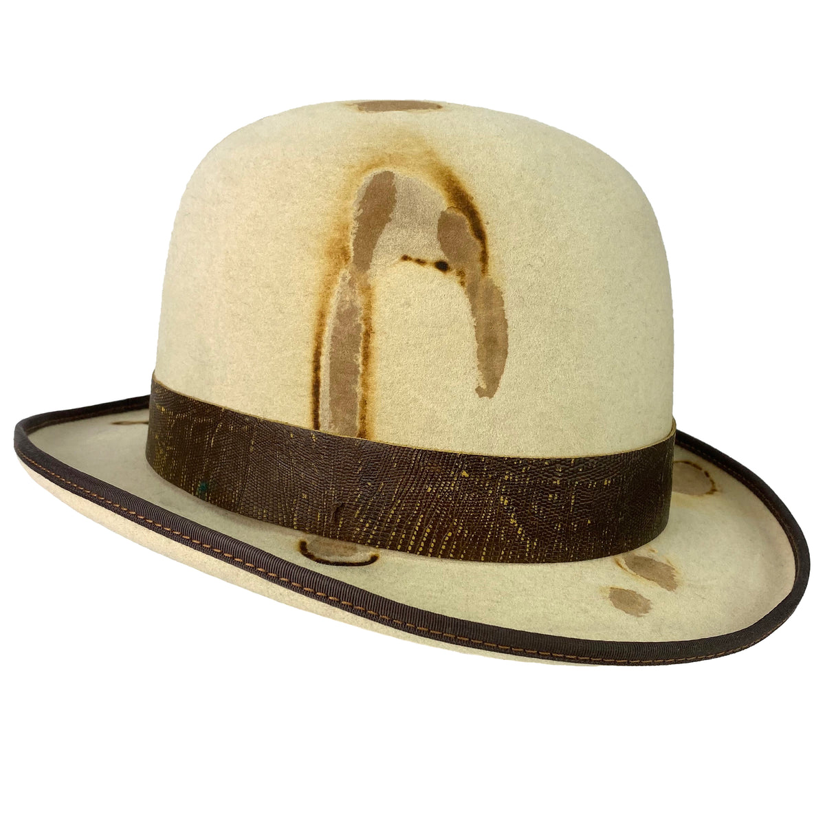 custom leather hatband with feather accents