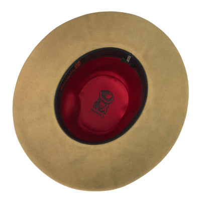 fully lined with lambskin sweatband and a pencil curled brim 3 1/4"