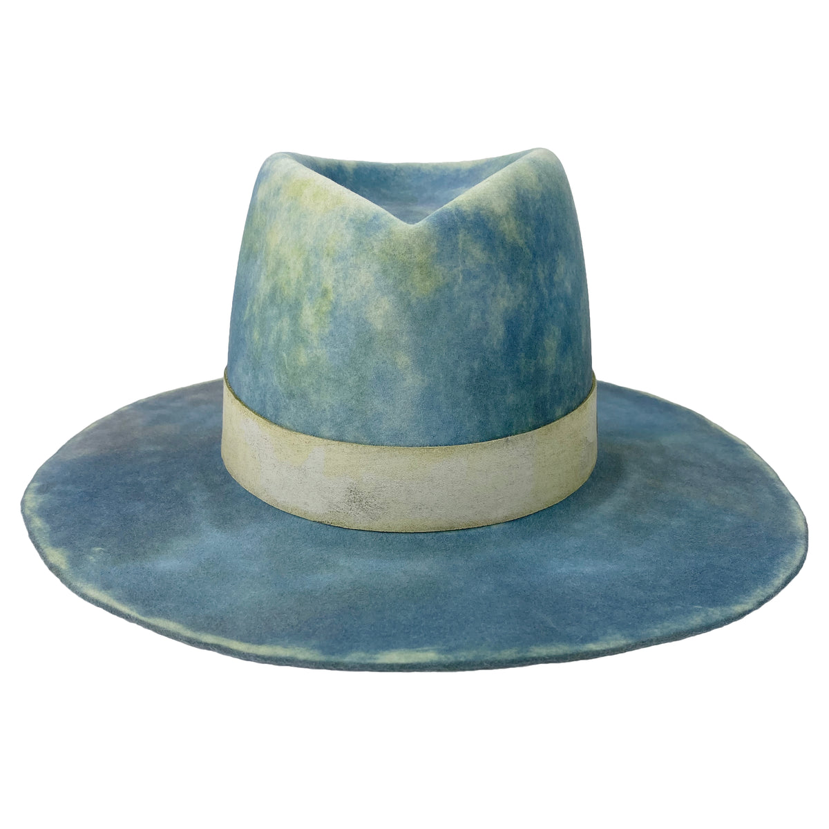 custom leather hatband and hand dyed hat body