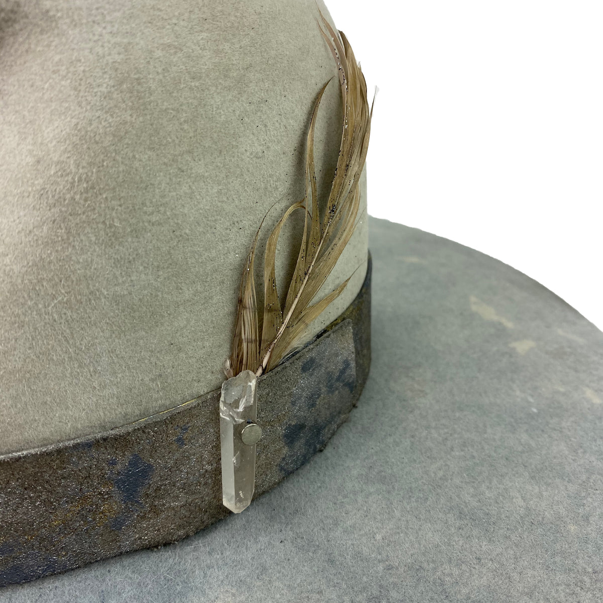 custom leather hatband with crystal accents