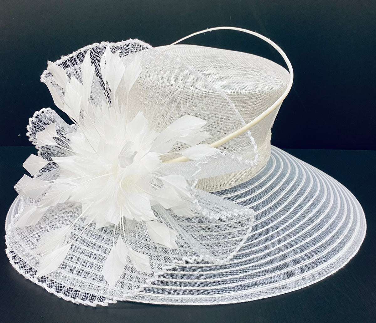 lampshade w/feather burst ~ white