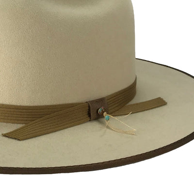 hatWRKS original with vintage 6ply hatband ribbon with leather bead accent