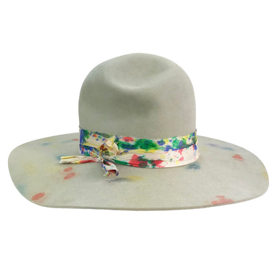 hand dyed hat body with bashed in open crown