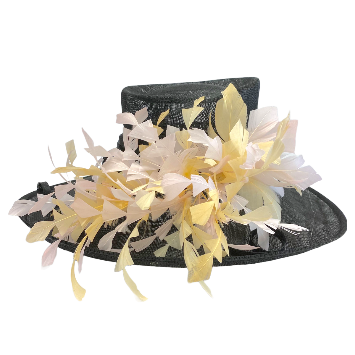 sinamay large w/feathers ~ black