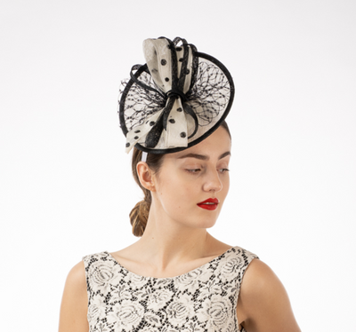 polka dot ~ ivory / black