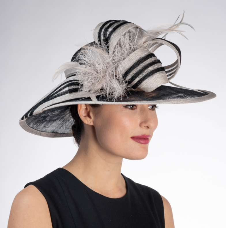 striped bow ~ black / silver