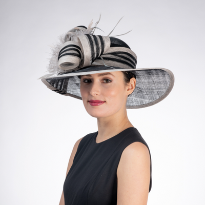 striped bow ~ black / silver