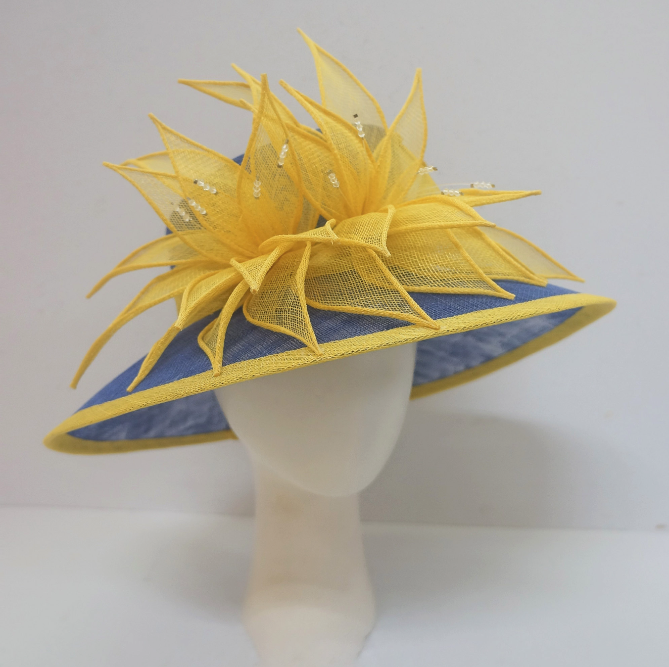 brimmed layer of leaves ~ royal blue / yellow