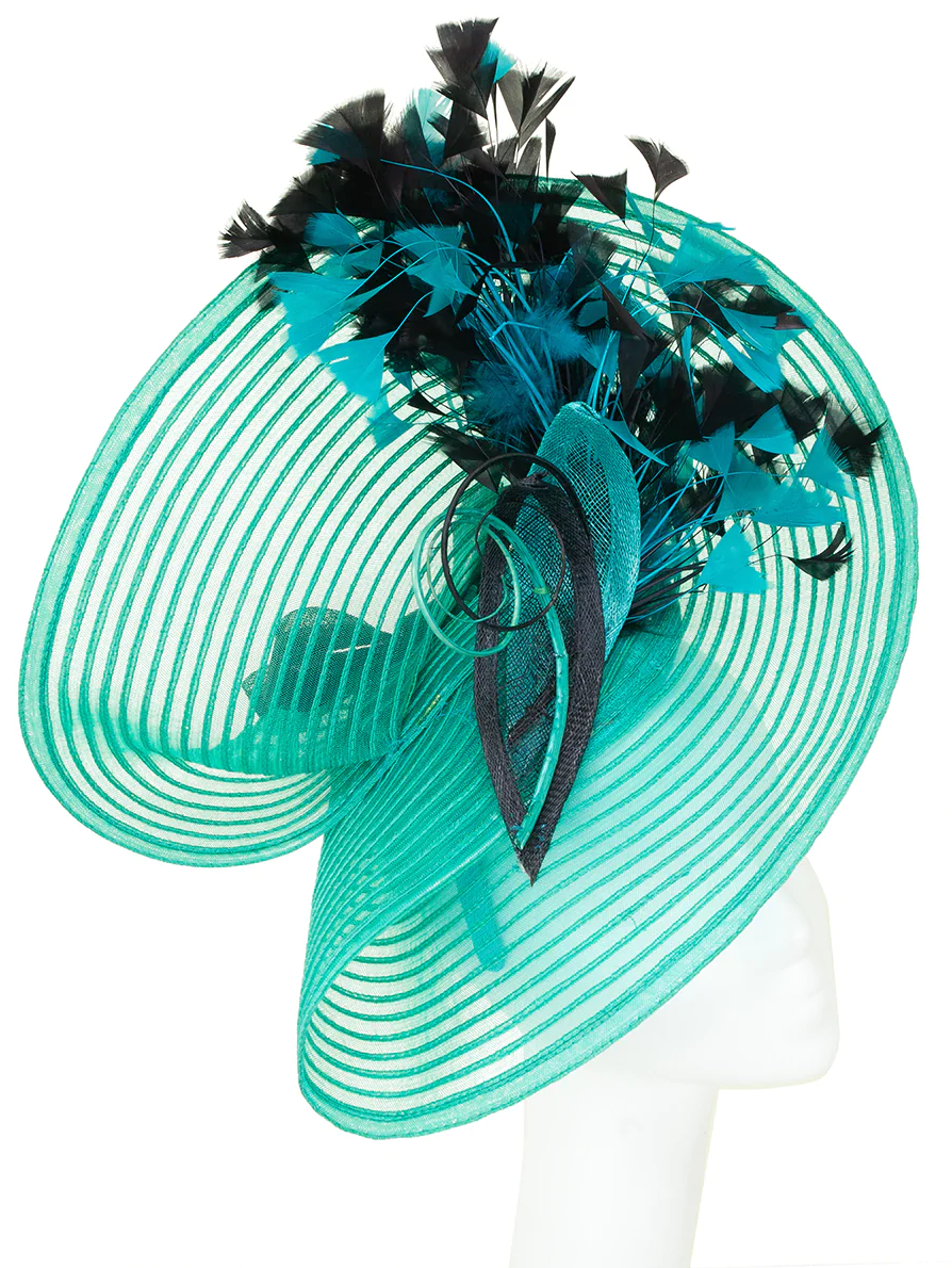 oval w/feathers ~ teal