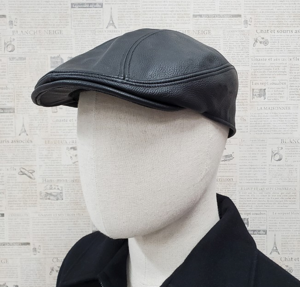 Black leather ivy cap sales