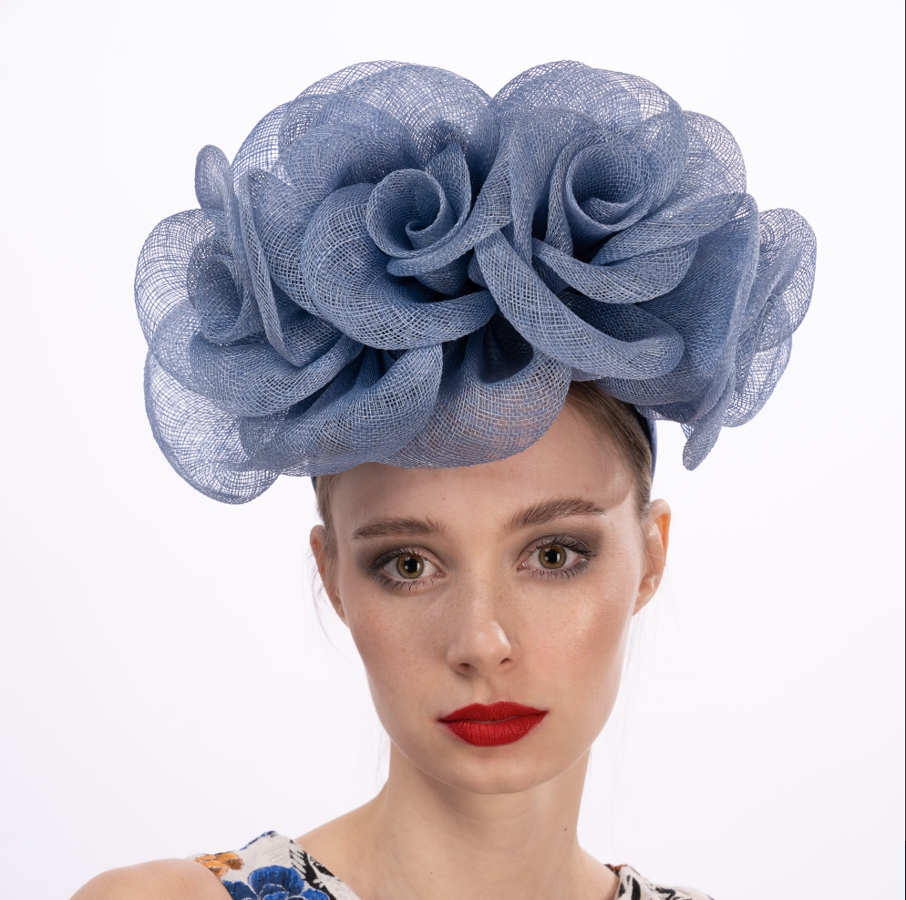 rose headband ~ blue