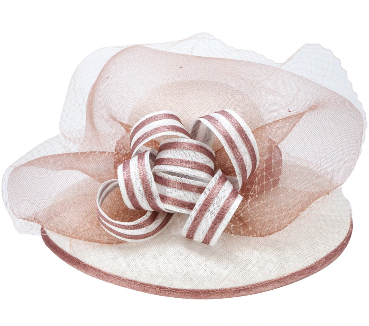 striped bow ~ white/bronze